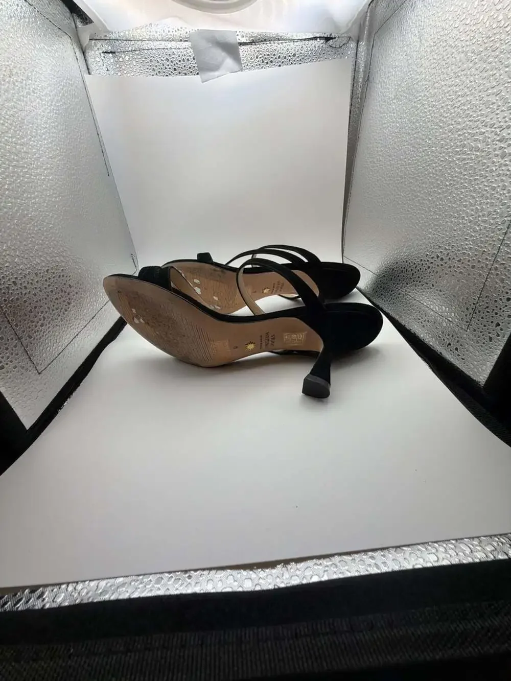 Stuart Weitzman Black Suede Strappy Kitten Heel Sandals Size 8